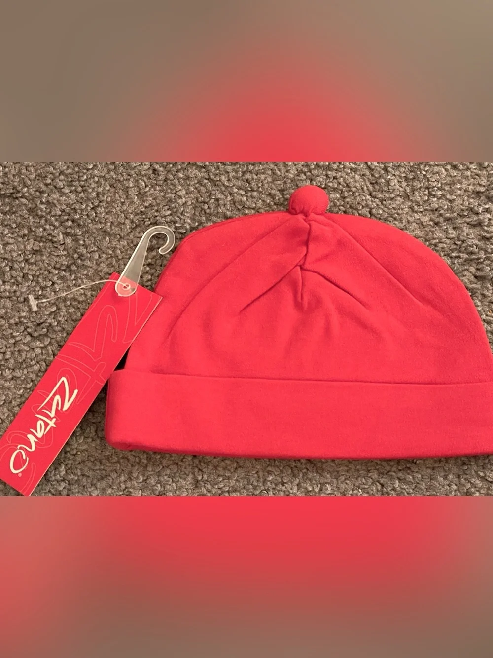 Zutano Kids Red Pom Hat